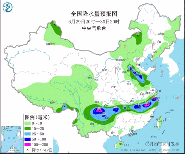 ▲圖為近30天全國降水實(shí)況圖。來源：中央氣象臺(tái)